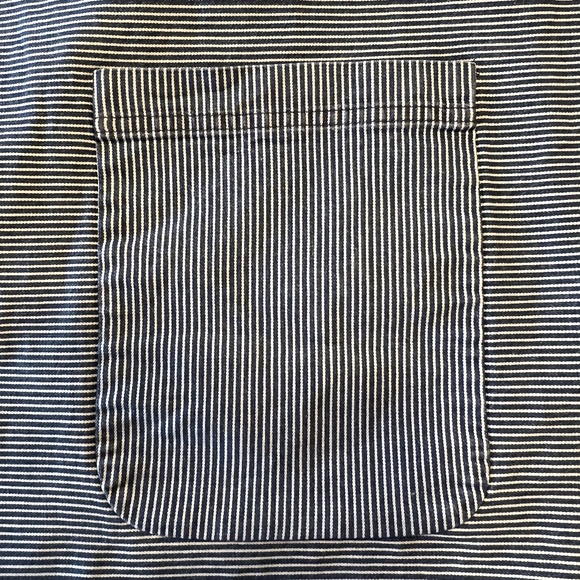 Zara Basic Z1975 Denim Stripe Dolman Sleeve Short Sleeve Shirt Women’s Large EUC - Picture 6 of 11